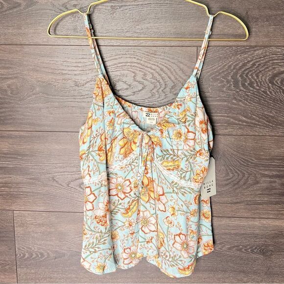 Billabong Just For You Cami Top, Adjustable Strap, Crop, Tropical. Large. NWT! - Picture 15 of 16